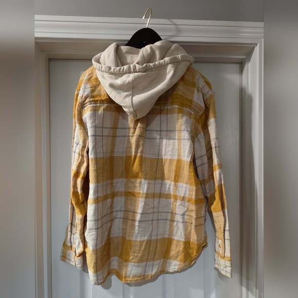 American Eagle Cozy Cabin Oversized Hoodie Plaid Flannel Long Sleeve Shirt. L - Picture 3 of 9